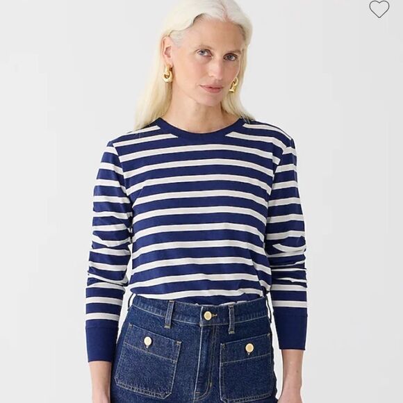 J.Crew Premium Jersey long-sleeve crewneck T-shirt in stripe - Picture 2 of 7